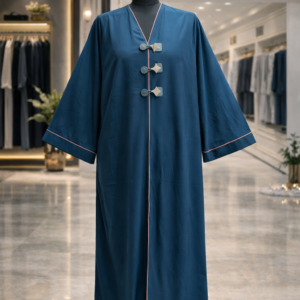 Button Style – Premium Blue Abaya