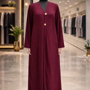 Button Style – Premium Maroon Abaya