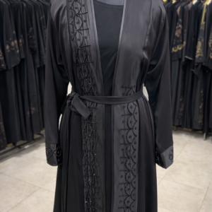 TZ 1 Side Handwork Koti 2 - Premium Black Abaya