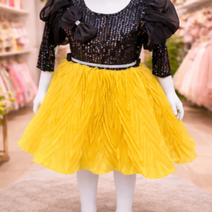 Yellow Sequin Party Dress For Kids