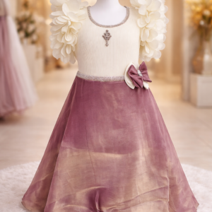 Blush Gold Bloom Princess Gown for Kids