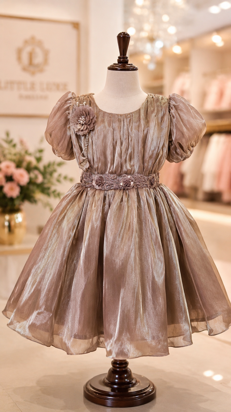Rosé Shimmer Party Dress