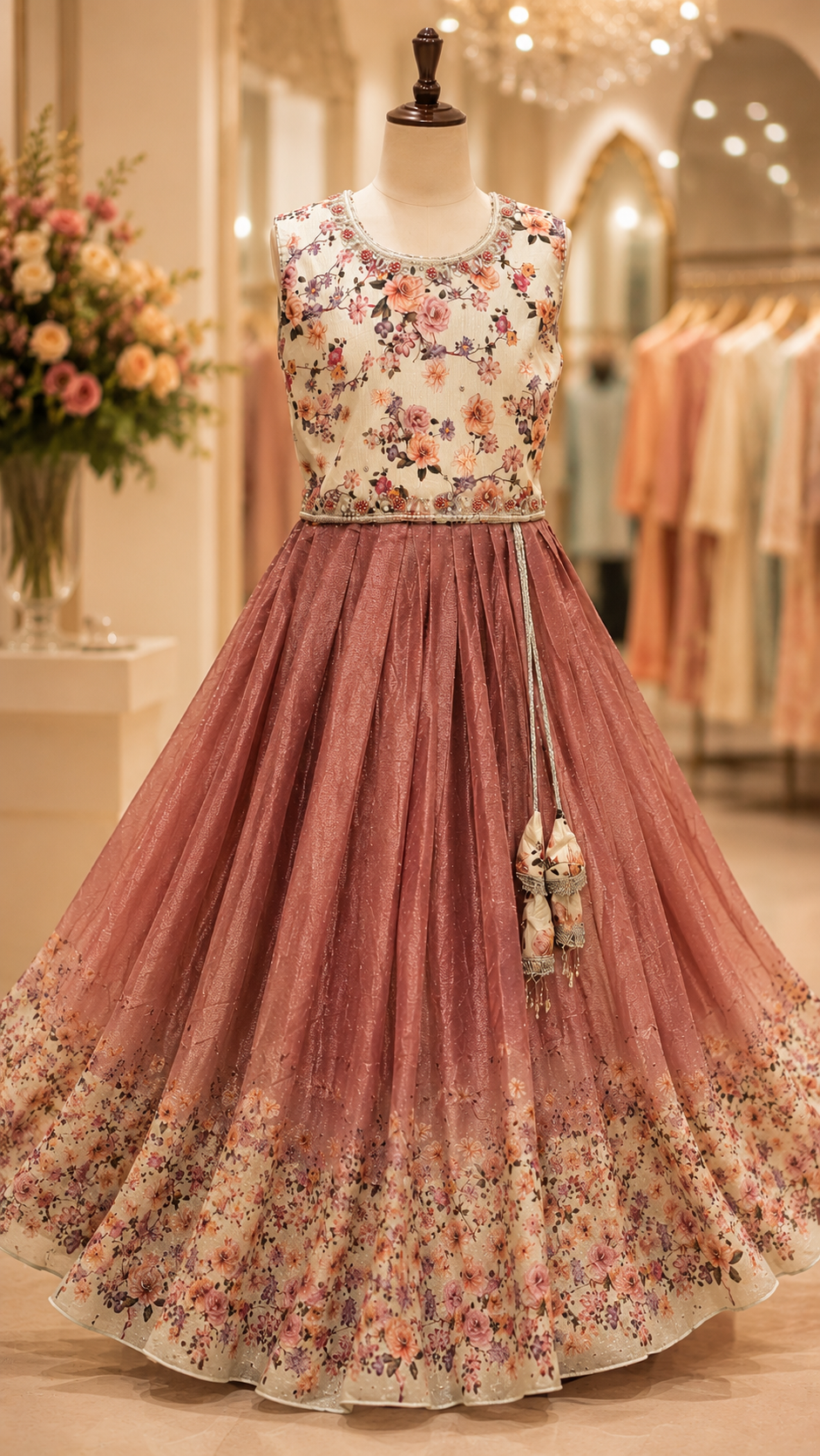 Blossom Grace Floral Gown for kids