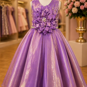 Luxury Purple Floral Party Gown for Girls