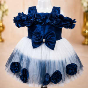 Blue Floral Princess Tutu Dress for Girls
