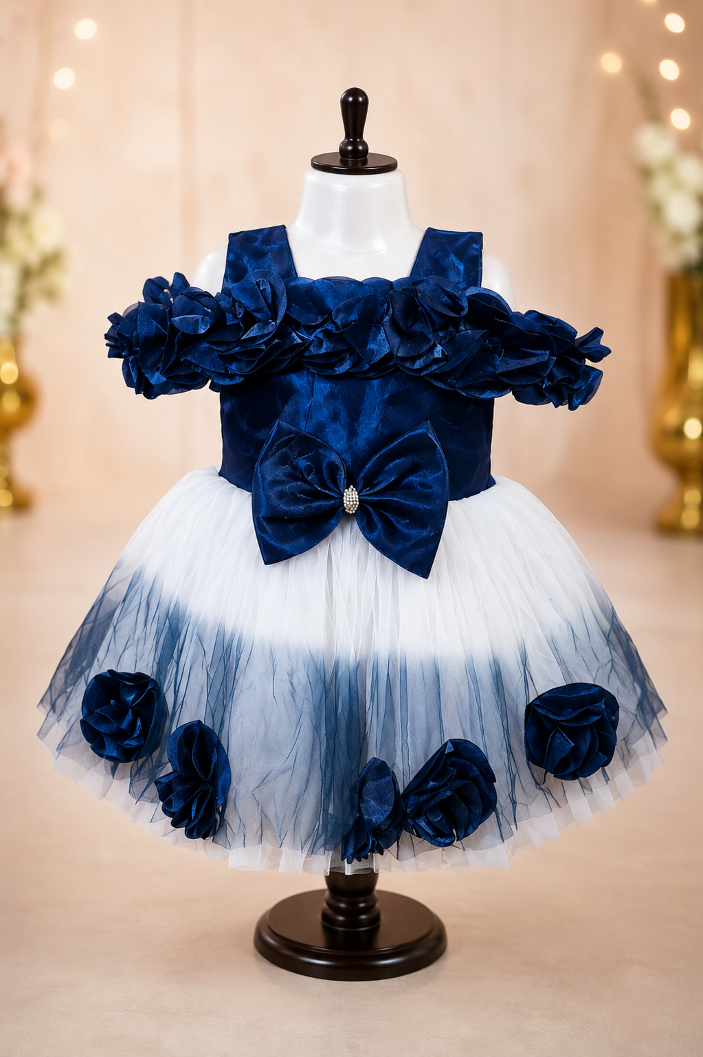 Blue Floral Princess Tutu Dress for Girls