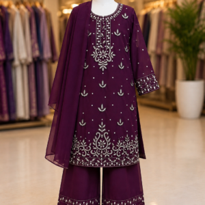 Royal Plum Embroidered 3-Piece Suit