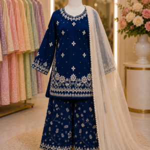 Royal Blue Embroidered Kids Suit