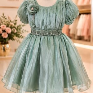 Teal Shimmer Party Dress for Kids