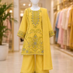 Sunshine Yellow Embroidered Lawn 3-Piece Suit