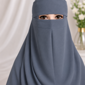 Beautiful Hijab with Matching Nosepiece Grey