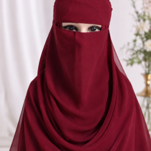 Beautiful Hijab with Matching Nosepiece Maroon