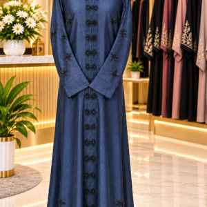 Navy Blue Embroidered Abaya