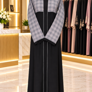 Elegant Grey Checkered Abaya