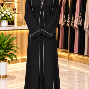 Black Silver Line Abaya